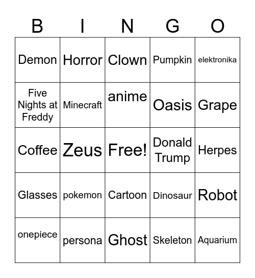 Infinite Craft Race Bingo Card