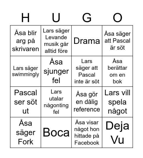 Åsa/Lars Bingo Card