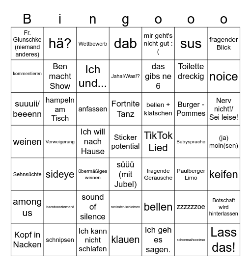 Gruppenurlaub Bingo Card