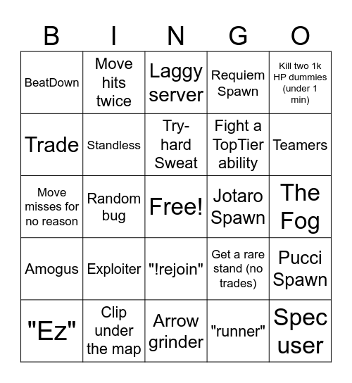 IAT Bingo Card