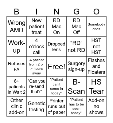 Call Day Bingo Card