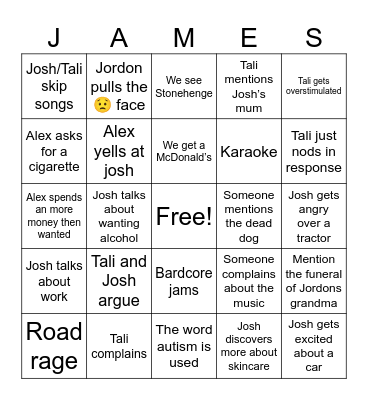 Glastonbury Holiday Bingo Card