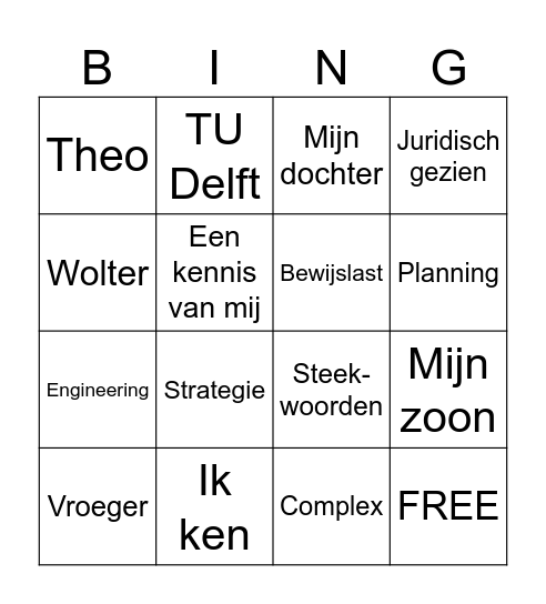 Sjakie Bingo Card
