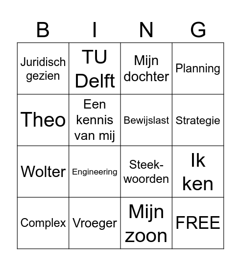 Sjakie Bingo Card