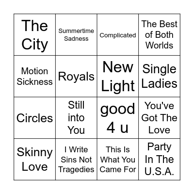 Taylor & Friends Bingo Card