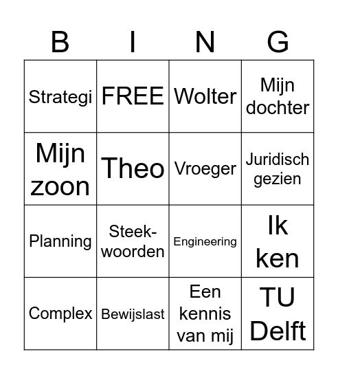Sjakie Bingo Card