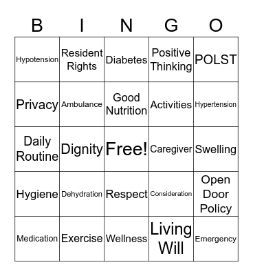 *Wellness Bingo* Bingo Card