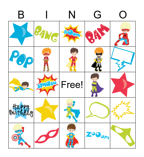 Superhero Bingo Card