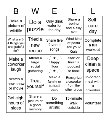 The Ultimate GIH Wellbeing BINGO Card