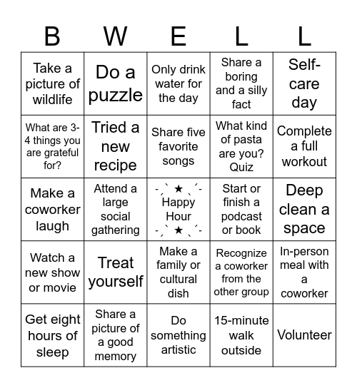 The Ultimate GIH Wellbeing BINGO Card