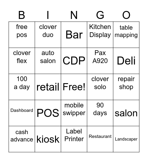 Upnexa Bingo Card