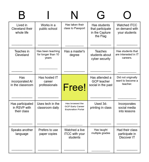 Teacher Social 2024: Networking Bingo! Bingo Card