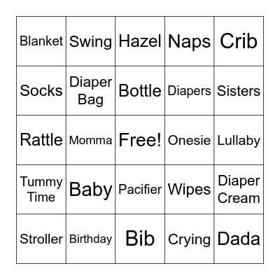 Bebe Bingo Card