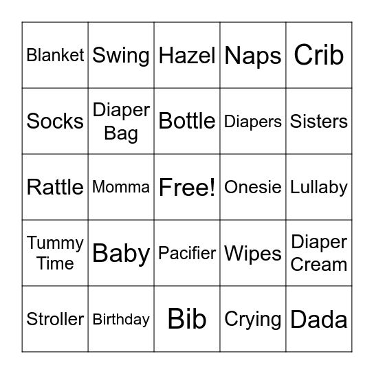 Bebe Bingo Card