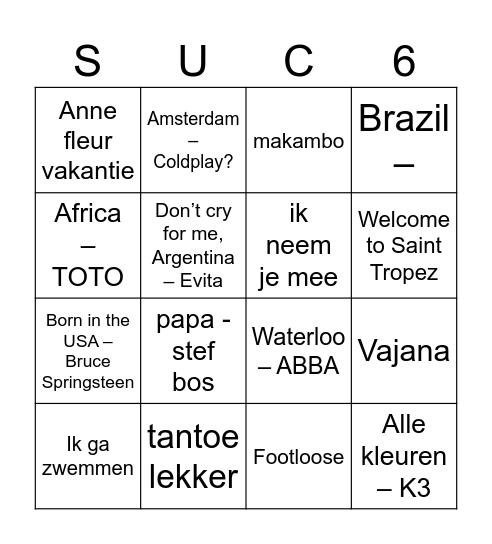 Silent Disco Bingo! Zet hem op! Bingo Card