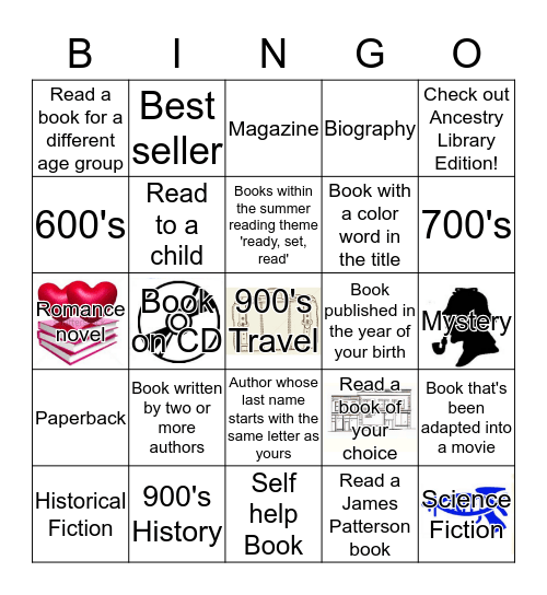 Adult Summer Reading Bingo Card