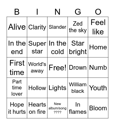 Dabin Bingo Card