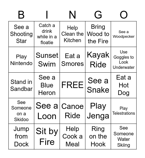 COTTAGE BINGO Card