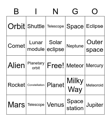 Space Bingo Card