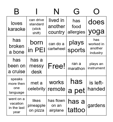 ITSS Bingo Card