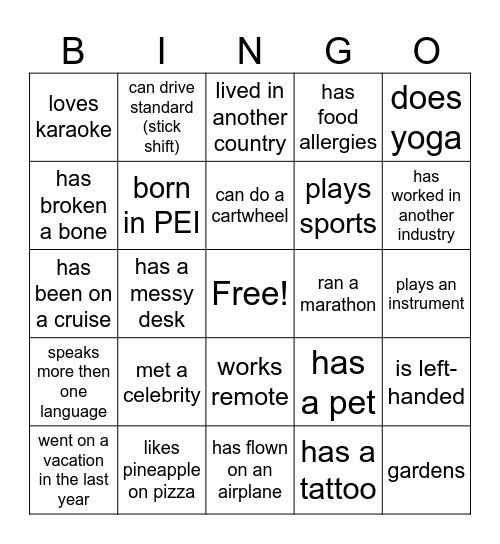 ITSS Bingo Card