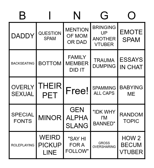 Unban Bingo Card