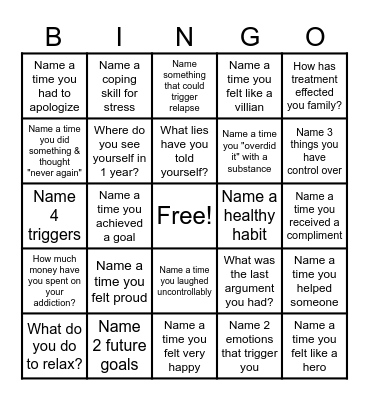Teen THRIVE Bingo Card