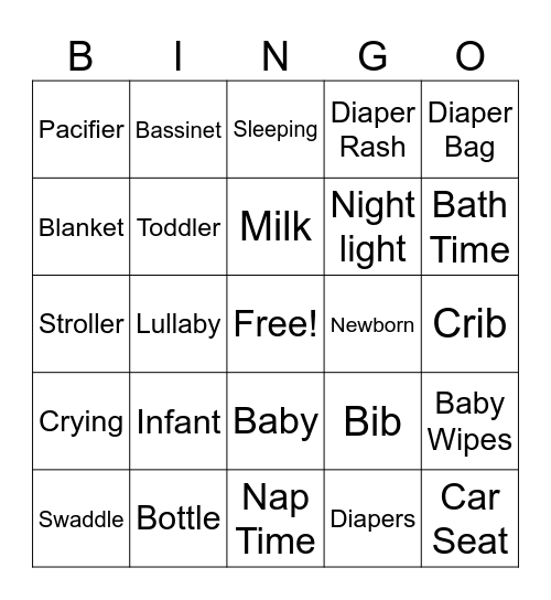 BABY SHOWER BINGO Card