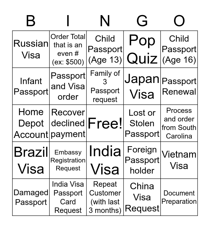 Team 3 Bingo Card