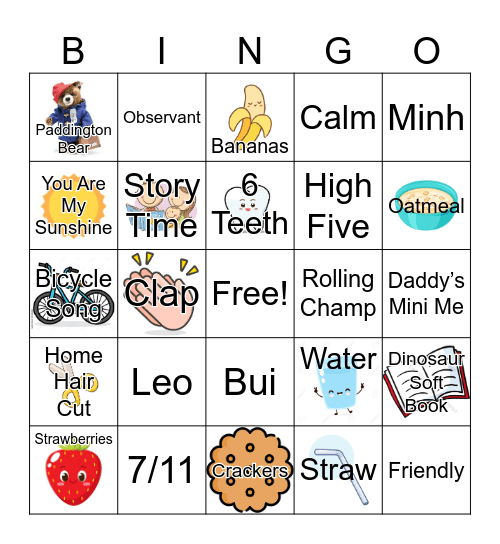Leo’s First Birthday Bingo Card