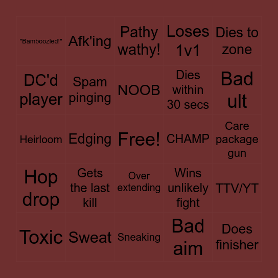 Apex Bingo Card