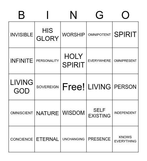 Chrisitan Doctrine Bingo Card