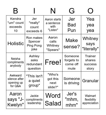 L&D Call Bingo Card