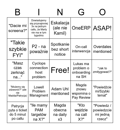 🤡 PAMOWE 🤡 Bingo Card