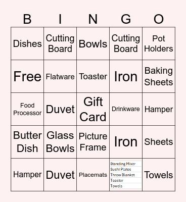 Cayla's Bridal Shower Bingo Card