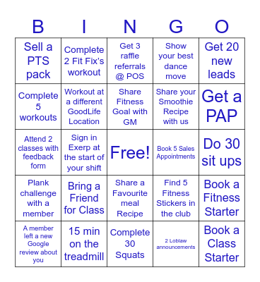 East Mall Team BINGO Card