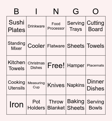 Cayla's Bridal Shower Bingo Card