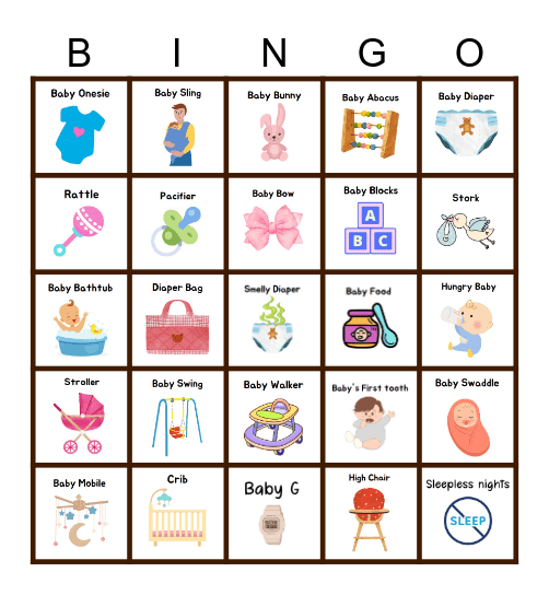 Manisha's Baby Shower Bingo Card