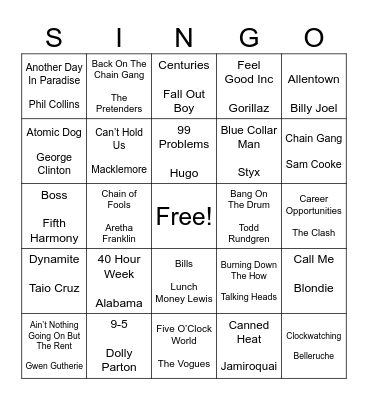 M & S Team Work Day Bingo Card