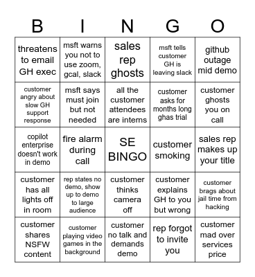 SE BINGO Card