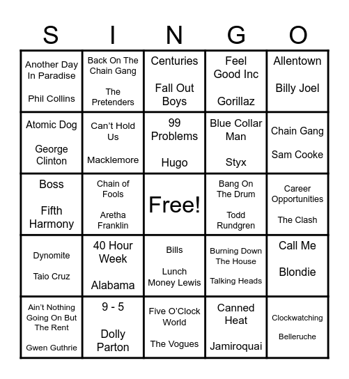 M & S Team Work Day Bingo Card
