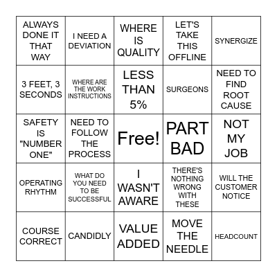 BRIGGS BINGO Card