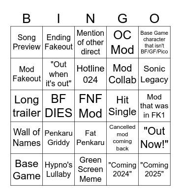 Funk Kast 2 Bingo Card