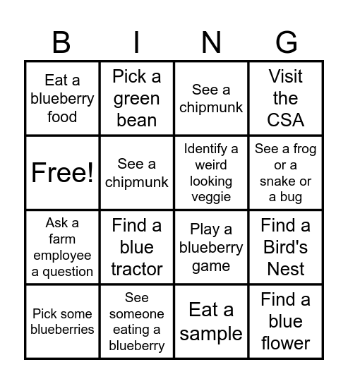 Blueberry Bingo!! Bingo Card