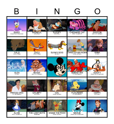 Disney Characters Bingo Card