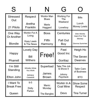M & S Team Work Day Bingo Card