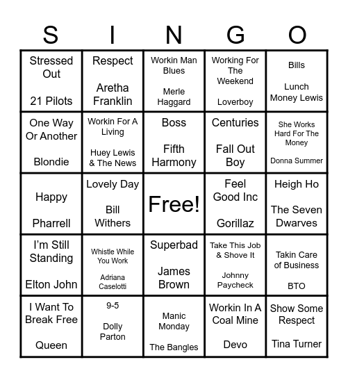 M & S Team Work Day Bingo Card