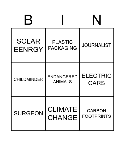 TEENS 3 Bingo Card