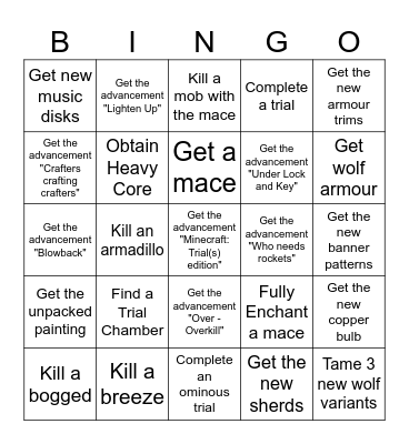 Minecraft 1.21 Bingo Card