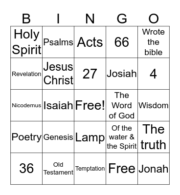 Books of the Bible Bingo Card